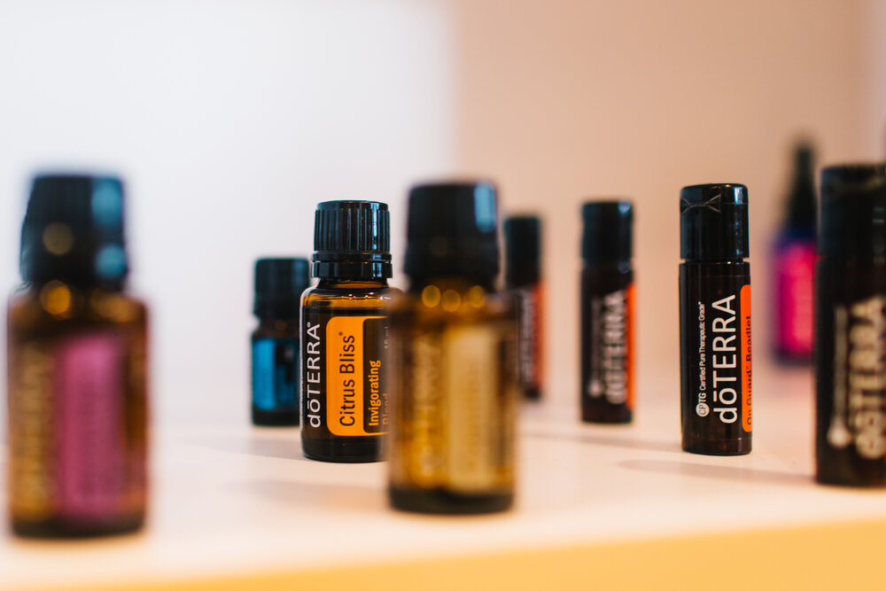 small vials of essentials oils recommended by holistic dentists portland